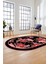 Çiçek Desenli Dijital Kaymaz Yıkanabilir Oval Yolluk Mutfak Salon Halısı O-Modern-16-Pembe 1