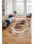 Baskılı Kaymaz Yıkanabilir Modern Mermer Desen Oval Yolluk Salon Halısı O-Modern-46-Kahve 2
