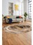Baskılı Kaymaz Yıkanabilir Modern Mermer Desen Oval Yolluk Salon Halısı O-Modern-46-Kahve 3