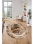 Baskılı Kaymaz Yıkanabilir Modern Mermer Desen Oval Yolluk Salon Halısı O-Modern-46-Kahve 4