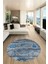 Modern Etnik Desen Dijital Kaymaz Yıkanabilir Yuvarlak Mutfak Salon Halısı Y-Modern-30-Mavi 1