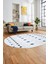 Baskılı Kaymaz Yıkanabilir Şık Kilim Desen Oval Yolluk Halısı Salon Halısı O-Modern-65-Mavi 2