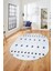 Baskılı Kaymaz Yıkanabilir Şık Kilim Desen Oval Yolluk Halısı Salon Halısı O-Modern-65-Mavi 5
