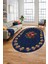 Modern Çiçek Dijital Kaymaz Yıkanabilir Oval Yolluk Mutfak Salon Halısı O-Modern-20-Mavi 4