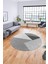 Baskılı Kaymaz Yıkanabilir Modern Yuvarlak Mutfak Salon Halısı Y-Modern-38-Gri 3
