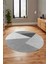 Baskılı Kaymaz Yıkanabilir Modern Yuvarlak Mutfak Salon Halısı Y-Modern-38-Gri 5
