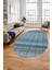 Baskılı Kaymaz Yıkanabilir Şık Kilim Desen Oval Yolluk Halısı Salon Halısı O-Modern-70-Mavi 1