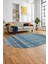 Baskılı Kaymaz Yıkanabilir Şık Kilim Desen Oval Yolluk Halısı Salon Halısı O-Modern-70-Mavi 2