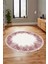 Baskılı Kaymaz Yıkanabilir Modern Sade Desen Yuvarlak Salon Halısı Y-Modern-48-Pembe 4