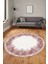 Baskılı Kaymaz Yıkanabilir Modern Sade Desen Yuvarlak Salon Halısı Y-Modern-48-Pembe 5