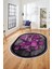 Çerçeveli Desenli Dijital Kaymaz Yıkanabilir Oval Yolluk Mutfak Salon Halısı O-Modern-13-Mor 1
