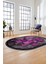 Çerçeveli Desenli Dijital Kaymaz Yıkanabilir Oval Yolluk Mutfak Salon Halısı O-Modern-13-Mor 2