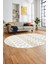 Baskılı Kaymaz Yıkanabilir Şık Oval Koridor Halısı Mutfak Halısı Salon Halısı O-Modern-56-Krem 3