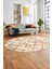Baskılı Kaymaz Yıkanabilir Kilim Desen Oval Yolluk Mutfak Halısı Salon Halısı O-Modern-57-Bej 3