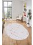 Şık Sade Modern Desenli Dijital Kaymaz Yıkanabilir Oval Yolluk Salon Halısı O-Modern-72-Pembe 3