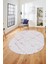 Şık Sade Modern Desenli Dijital Kaymaz Yıkanabilir Oval Yolluk Salon Halısı O-Modern-72-Pembe 5