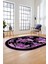 Çiçek Desenli Dijital Kaymaz Yıkanabilir Oval Yolluk Mutfak Salon Halısı O-Modern-16-Mor 1
