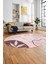 Yaprak Desen Modern Tasarım Dijital Kaymaz Yıkanabilir Oval Yolluk Salon Halısı O-Modern-79-Pembe 1