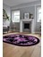 Çiçek Desenli Dijital Kaymaz Yıkanabilir Oval Yolluk Mutfak Salon Halısı O-Modern-16-Mor 3