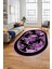 Çiçek Desenli Dijital Kaymaz Yıkanabilir Oval Yolluk Mutfak Salon Halısı O-Modern-16-Mor 4