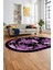 Çiçek Desenli Dijital Kaymaz Yıkanabilir Oval Yolluk Mutfak Salon Halısı O-Modern-16-Mor 5