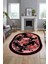 Çiçek Desenli Dijital Kaymaz Yıkanabilir Oval Yolluk Mutfak Salon Halısı O-Modern-16-Pembe 2