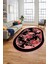 Çiçek Desenli Dijital Kaymaz Yıkanabilir Oval Yolluk Mutfak Salon Halısı O-Modern-16-Pembe 4