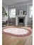 Baskılı Kaymaz Yıkanabilir Sade Desen Oval Yolluk Mutfak Salon Halısı O-Modern-43-Pembe 2