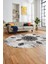 Baskılı Kaymaz Yıkanabilir Oval Koridor Halısı Mutfak Halısı Salon Halısı O-Modern-45-Siyah 4