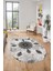 Baskılı Kaymaz Yıkanabilir Oval Koridor Halısı Mutfak Halısı Salon Halısı O-Modern-45-Siyah 5
