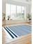 Baskılı Kaymaz Yıkanabilir Sade Modern Yolluk Mutfak Halısı Salon Halısı Modern-63-Mavi 2