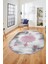 Baskılı Kaymaz Taban Yıkanabilir Göbekli Modern Yolluk Mutfak Oval Salon Halısı O-Modern-06-Pembe 1