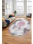 Baskılı Kaymaz Taban Yıkanabilir Göbekli Modern Yolluk Mutfak Oval Salon Halısı O-Modern-06-Pembe 5