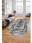 Modern Sade Desenli Dijital Kaymaz Yıkanabilir Oval Yolluk Salon Halısı O-Modern-37-Gri 3