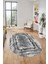 Modern Sade Desenli Dijital Kaymaz Yıkanabilir Oval Yolluk Salon Halısı O-Modern-37-Gri 5