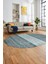 Kilim Desen Özel Tasarım Dijital Kaymaz Yıkanabilir Oval Yolluk Salon Halısı O-Modern-83-Turkuaz 1