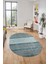 Kilim Desen Özel Tasarım Dijital Kaymaz Yıkanabilir Oval Yolluk Salon Halısı O-Modern-83-Turkuaz 2
