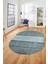 Kilim Desen Özel Tasarım Dijital Kaymaz Yıkanabilir Oval Yolluk Salon Halısı O-Modern-83-Turkuaz 4