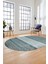 Kilim Desen Özel Tasarım Dijital Kaymaz Yıkanabilir Oval Yolluk Salon Halısı O-Modern-83-Turkuaz 5