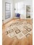 Baskılı Kaymaz Yıkanabilir Baklava Desen Oval Yolluk Halısı Salon Halısı O-Modern-66-Kahve 5