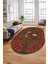 Modern Çiçek Dijital Kaymaz Yıkanabilir Oval Yolluk Mutfak Salon Halısı O-Modern-21-Kahve 4