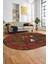 Modern Çiçek Dijital Kaymaz Yıkanabilir Oval Yolluk Mutfak Salon Halısı O-Modern-21-Kahve 5
