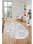 Sade Desen Modern Dijital Kaymaz Yıkanabilir Oval Yolluk Mutfak Salon Halısı O-Modern-89-Gri 2
