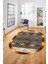 Baskılı Kaymaz Taban Yıkanabilir Sade Modern Yolluk Mutfak Oval Salon Halısı O-Modern-10-Kahve 1