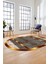 Baskılı Kaymaz Taban Yıkanabilir Sade Modern Yolluk Mutfak Oval Salon Halısı O-Modern-10-Kahve 2