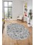 Baskılı Kaymaz Yıkanabilir Modern Kelebek Desen Oval Yolluk Salon Halısı O-Modern-51-Gri 4