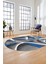 3D Baskılı Kaymaz Taban Yıkanabilir Modern Oval Yolluk Mutfak Salon Halısı O-Modern-97-Mavi 4