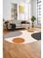 Baskılı Kaymaz Yıkanabilir Oval Koridor Halısı Mutfak Halısı Salon Halısı O-Modern-52-Turuncu 3