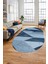 Baskılı Kaymaz Yıkanabilir Modern Oval Koridor Halısı Mutfak Halısı Salon Halısı O-Modern-54-Mavi 2