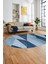 Baskılı Kaymaz Yıkanabilir Modern Oval Koridor Halısı Mutfak Halısı Salon Halısı O-Modern-54-Mavi 3